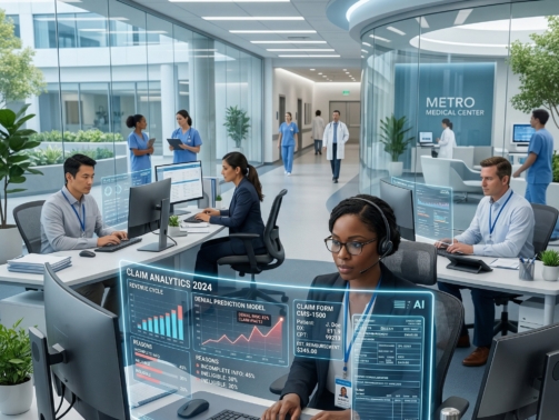 AI technology analyzing healthcare billing data to reduce claim denials in US medical practices