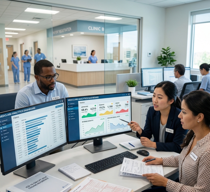 Image illustrating effective claims management strategies that reduce denials and enhance cash flow.