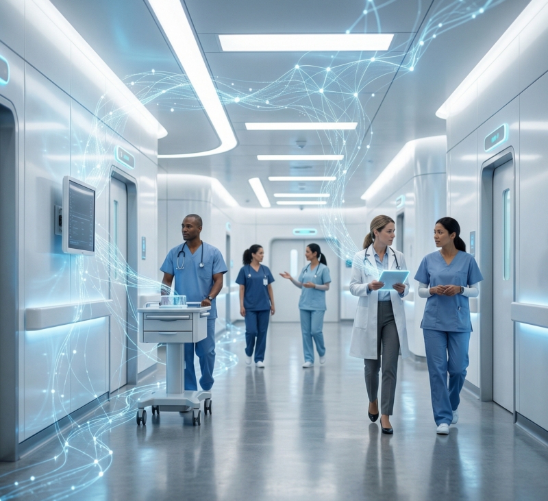 AI and automation improving healthcare services through smart technology and digital systems