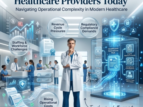 Healthcare professionals managing patient care, digital systems, and operational challenges in a modern hospital environment.