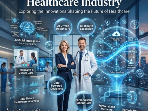Healthcare professionals using digital technology and modern medical systems to improve patient care and hospital operations.