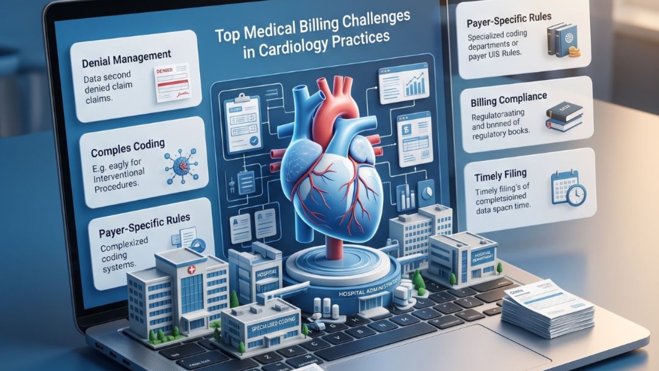 Cardiology billing specialists reviewing medical claims