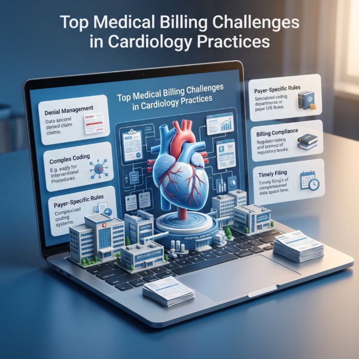 Cardiology billing specialists reviewing medical claims