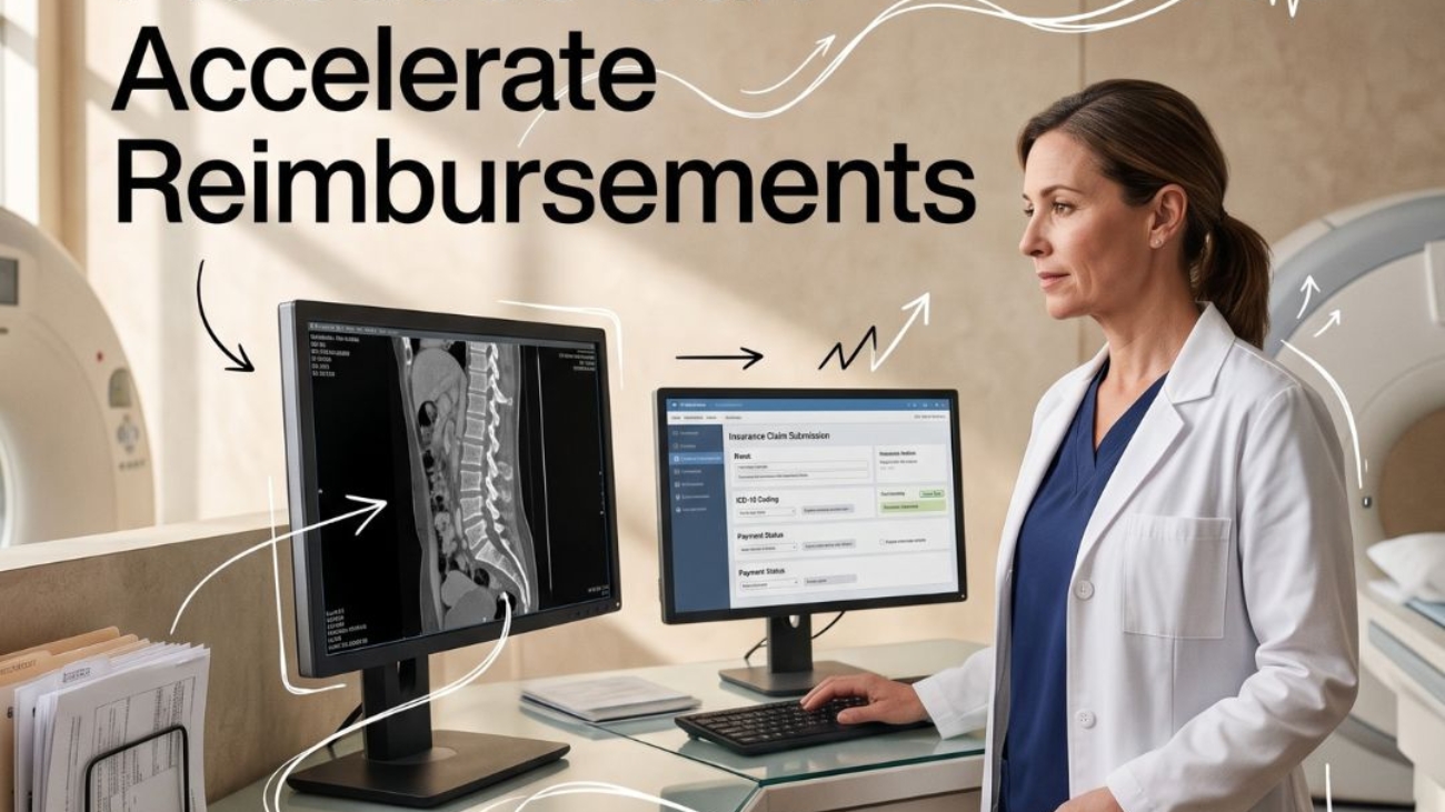 Radiology revenue cycle management specialists reviewing claims
