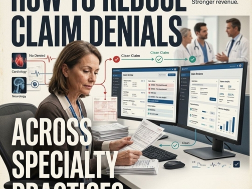 Healthcare billing specialists analyzing claim denial reports