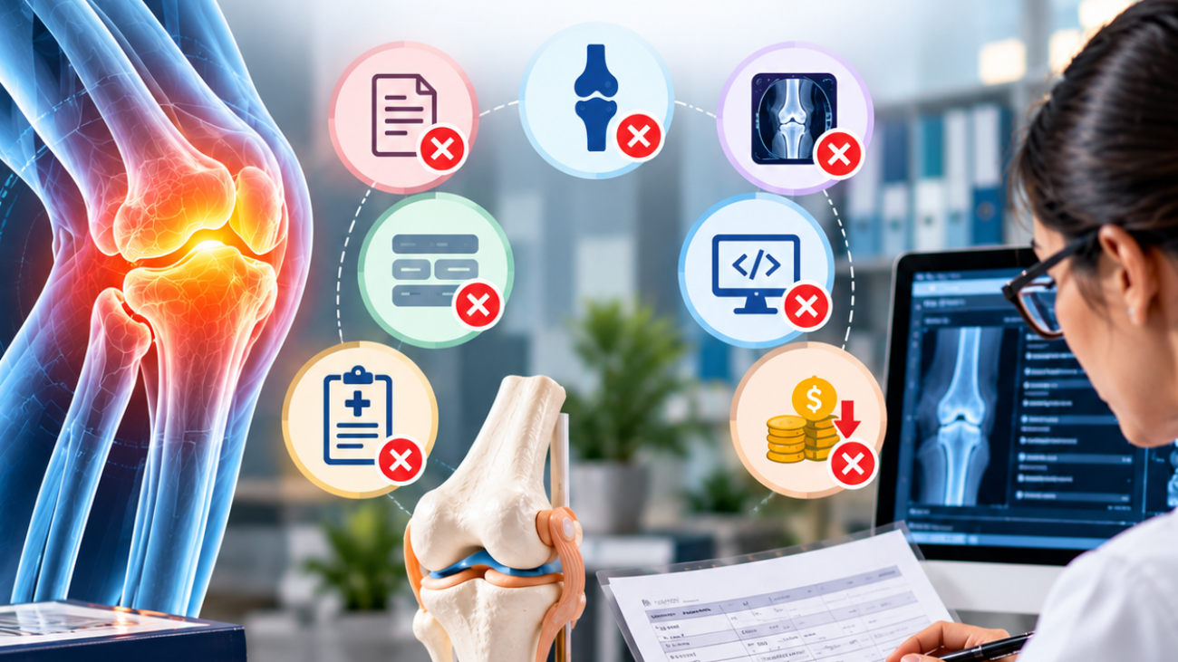 Medical coding specialist reviewing orthopedic patient records, diagnosis codes, procedure documentation, and insurance claims to improve reimbursement accuracy.